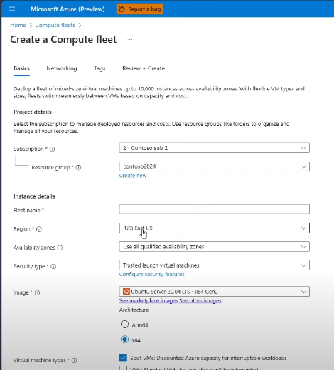 Azure compute fleet VMs